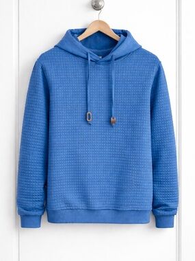 Men's Quilted Blue Hoodie Sweatshirt